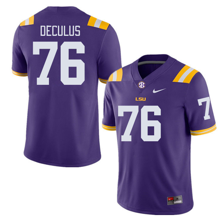 LSU Tigers #76 Austin Deculus College Football Jerseys Stitched Sale-Purple